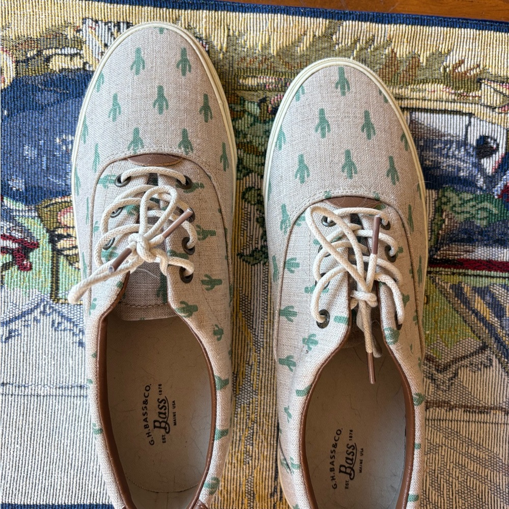 G.H. Bass & Co. Women’s Cactus Print Shoes - Green and Tan